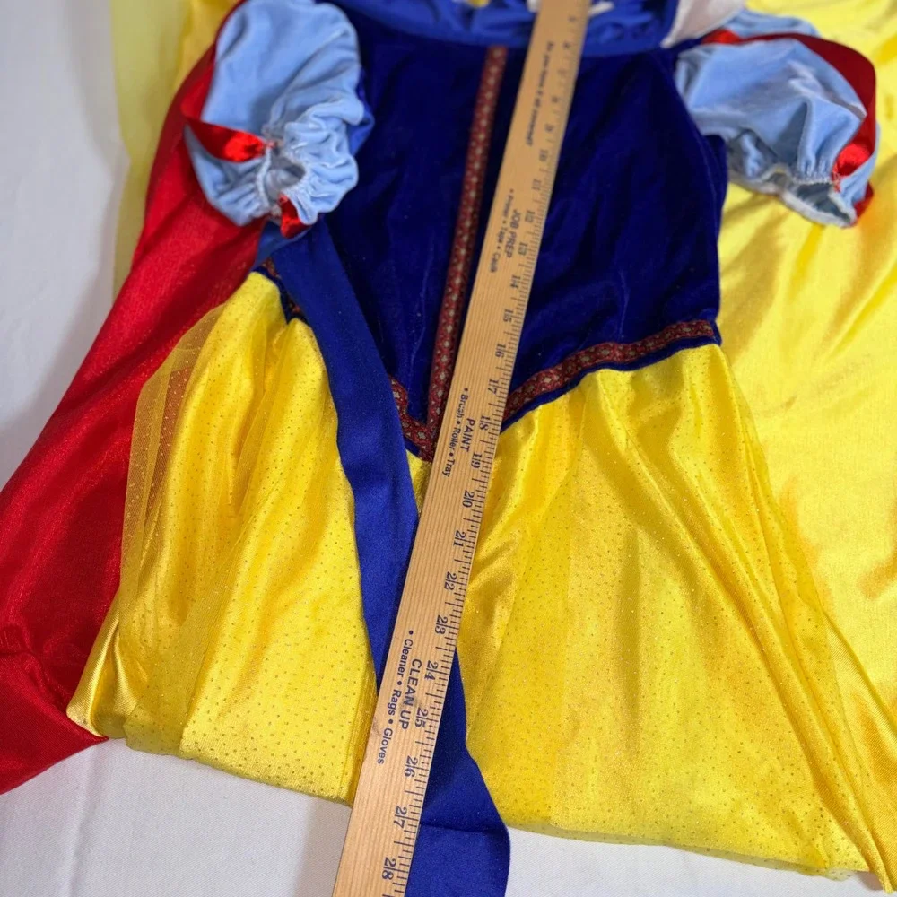 Disney Snow White Costume Dress Kids age 12 / 14 Blue Yellow  Attached Cape